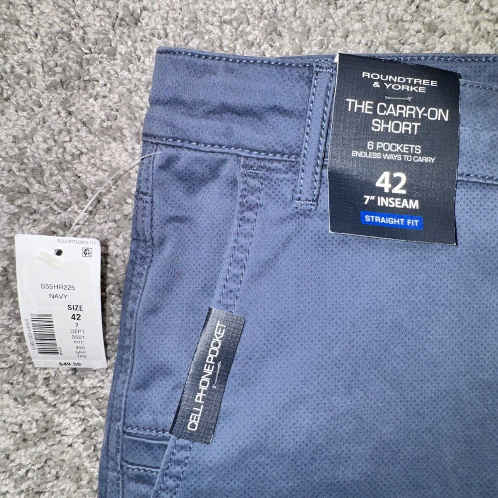 Roundtree & Yorke The Carry-On Short Mens Stretch Navy 42 NEW